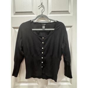 Mixit Black Long Sleeve Cardigan Rhinestone Buttons XL
